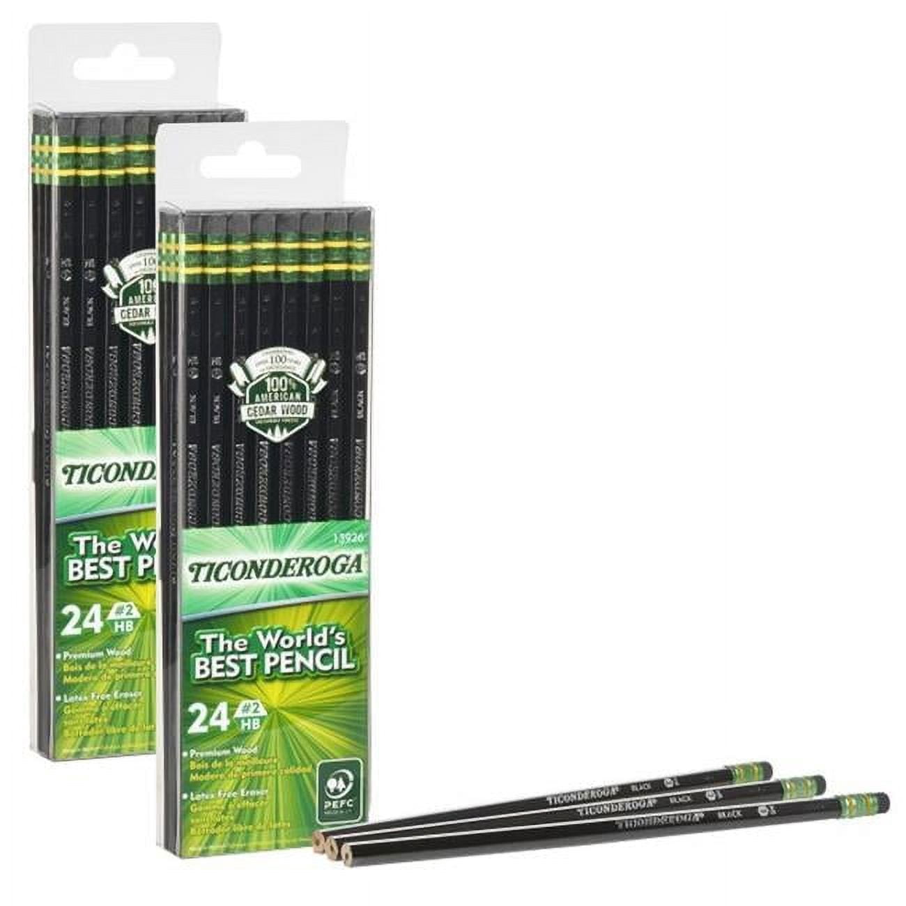 Dixon Ticonderoga  No.2 Ticonderoga Unsharpened Pencils, Soft Black - Pack of 24 - 2 per Pack