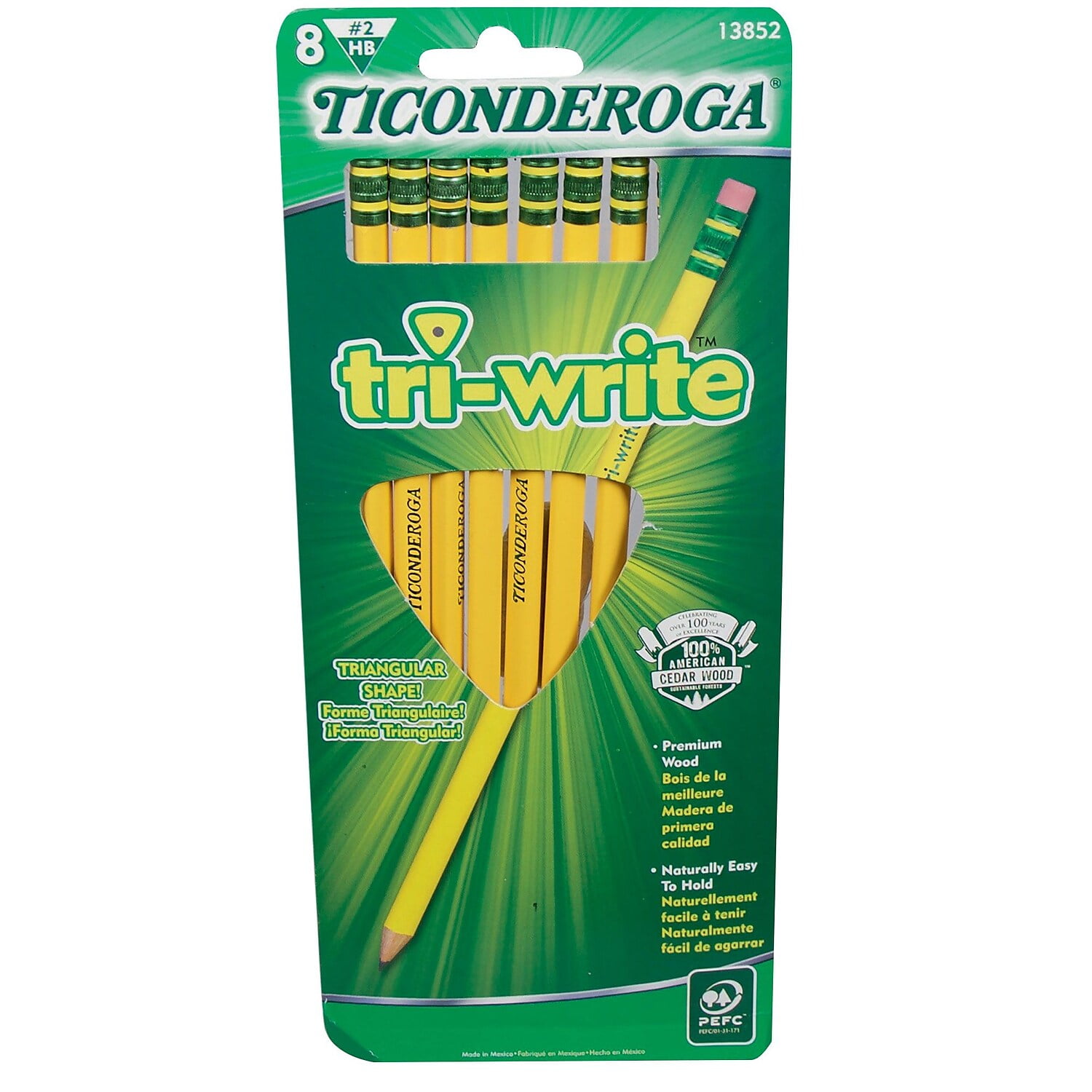 Dixon Ticonderoga Tri-Write Wooden Pencil, 0.7mm #2 Soft Dixon Ticonderoga Tri-Write Wooden Pencil, 0.7mm #2 Soft