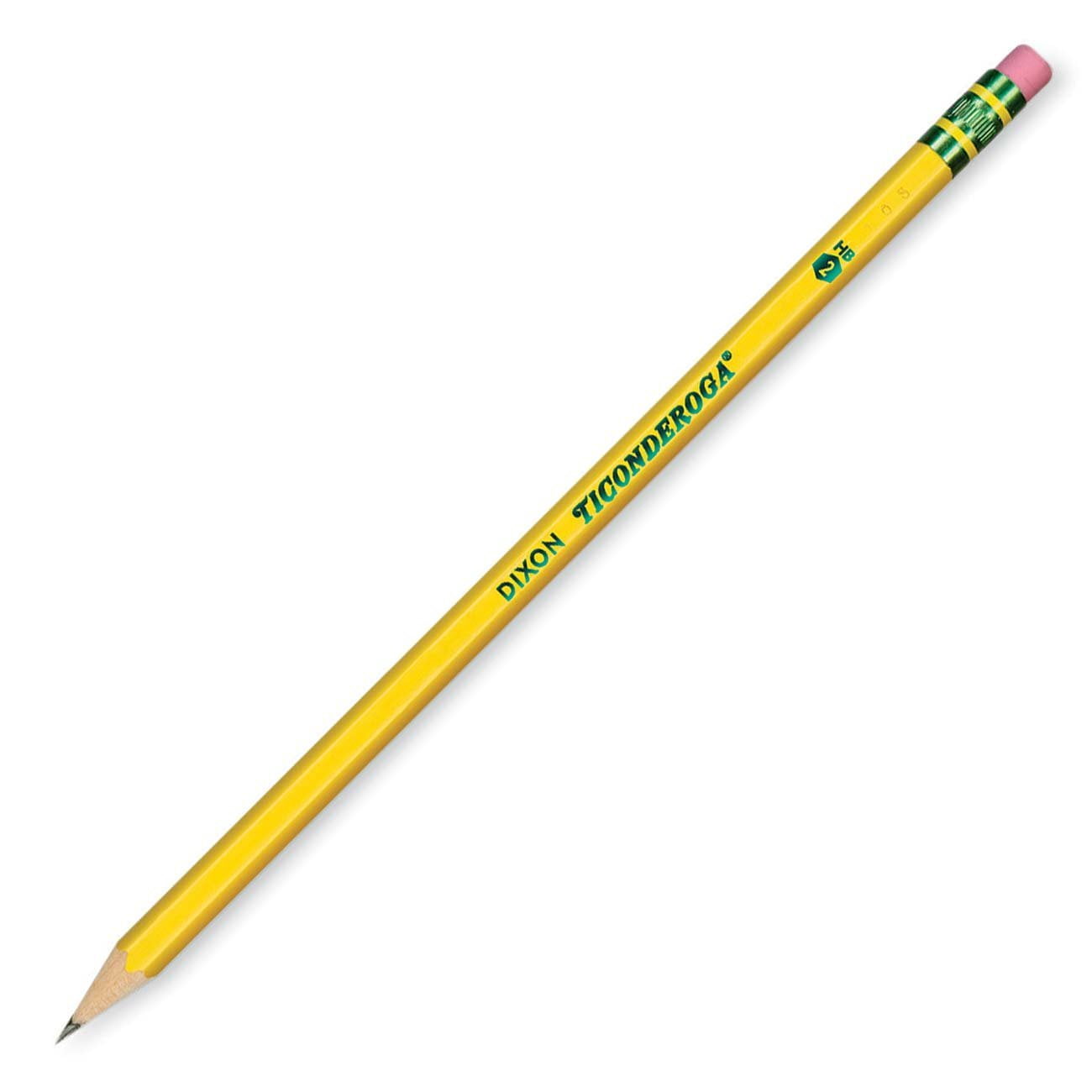 Dixon Ticonderoga Wood-Cased #2 HB Pencils, Pre-Sharpened, Box of 12, Yellow (13806)