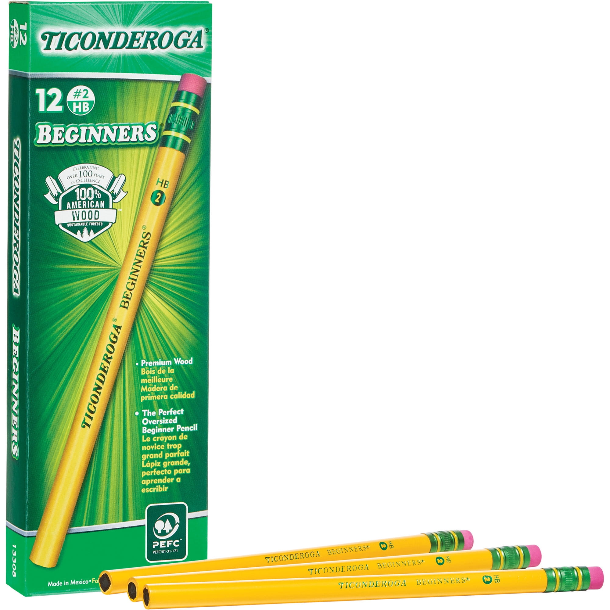 Dixon Ticonderoga Woodcase Beginner Pencil, Number 2 Yellow, 12 Count
