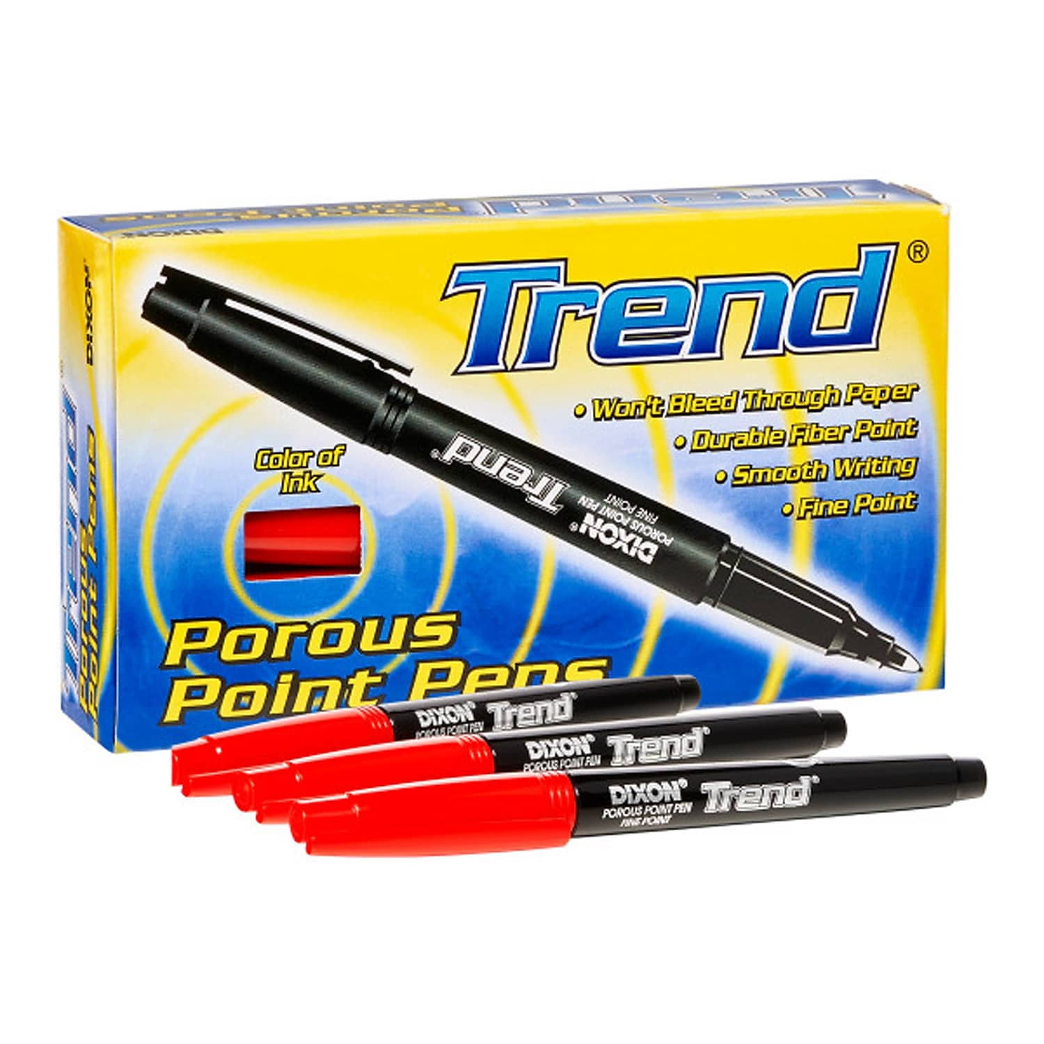 Dixon Trend Porous Point Pens Red Pack of 12 (DIX81110) - Walmart.com