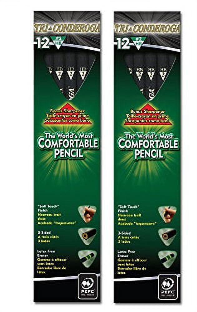 Ticonderoga Dreieck-Bleistift 6er Pack – Weiche Mine, Ergonomisch & Inkl. Spitzer, Schwarz