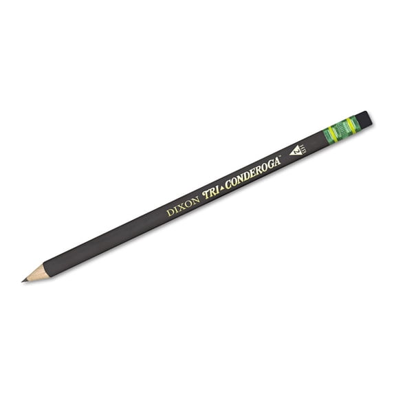 Ticonderoga Easy to Grip, Shaped Wood Pencils with Sharpener, #2HB Soft, Soft Touch Black Coating, 12 Count
