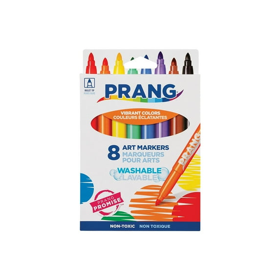 Prang Bullet Tip Washable Master Pack Art Markers Broad Marker Point - Bullet Marker Point Style - Assorted - White Barrel - 8 / Set