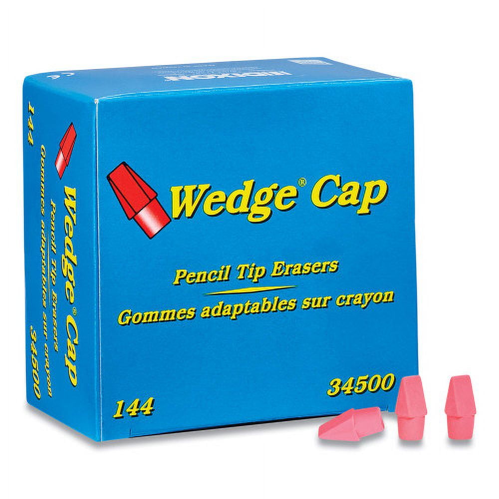 Wedge Cap Erasers, For Pencil Marks, Pink, 144/Box Wedge Cap Erasers, For Pencil Marks, Pink, 144/Box