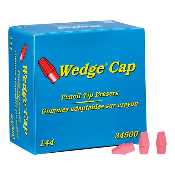 Dixon Wedge Pencil Cap Erasers, Pink, Pack of 144