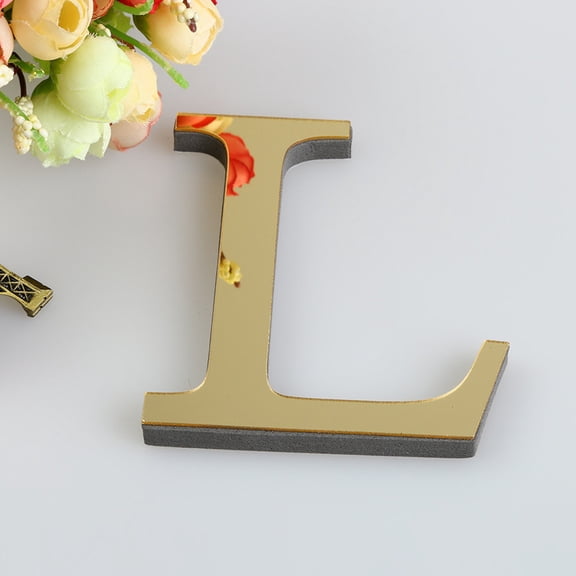 Diy 3D Acrylic Alphabet Mirror Wall Stickers Durable Home Decor Letter Sign For Diy Home Class Decoration(Gold L-One Size)