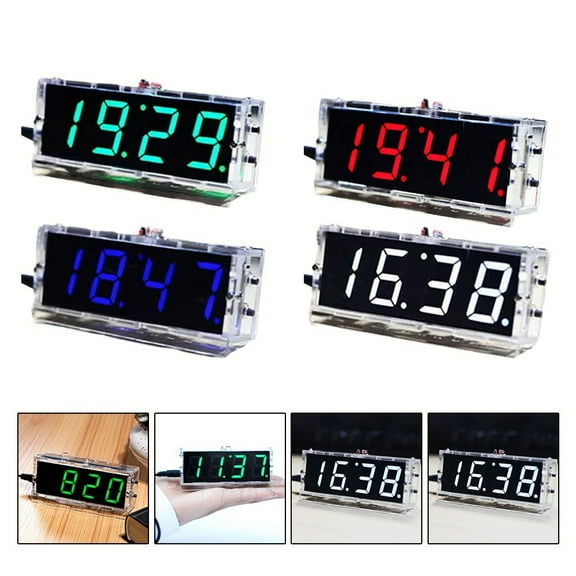 Diy 4-Digital Led Nixie Tube Clock Kit Display Time Electronic Clock Diy Parts Blue YIWEI