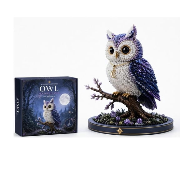 Diy Animal Beading Kit, Mythical Guardian 3D Beaded Animal Sculpture Kit, Relaxing Hobby for Adults (Owl)