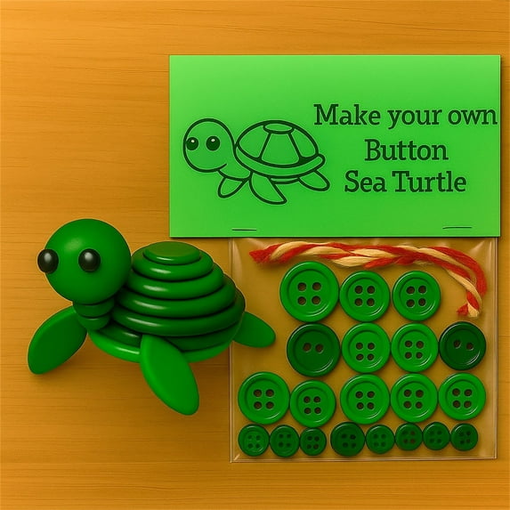 Diy Animal Button Craft Kit, Button Ornament, Funny Animals Three-Dimensional Christmas Ornament Kits(Tortoise)