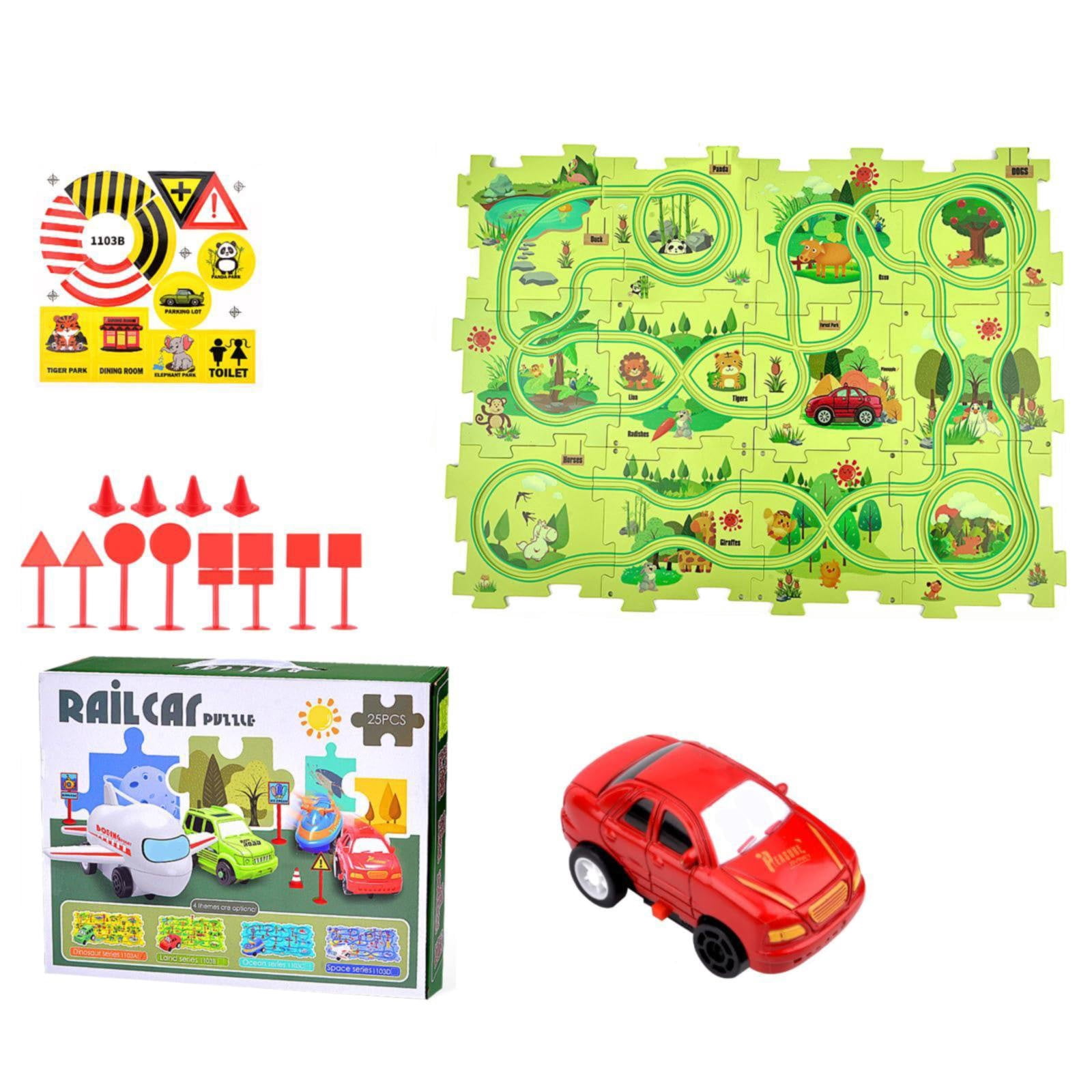 Diy Assembling Electric Trolley Puzzle Car Track Set With Vehicles Car ...