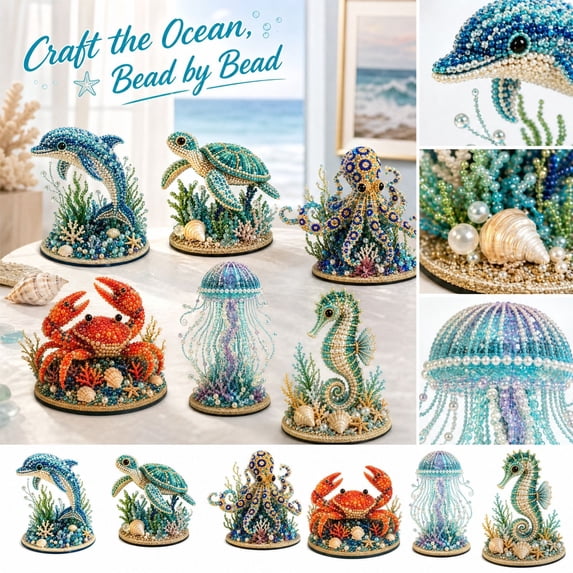 Diy Bead Octopus Craft Kit with Pearl Art Board and Glue, Easy Arts and Crafts for Student and Adults Creative Home Display Project, Unique Birthday Gift Set for Women and Teen