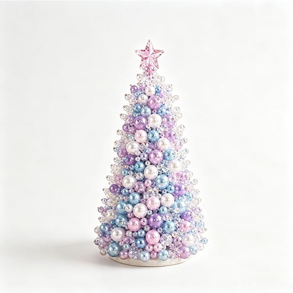 Diy Beaded Christmas Tree Kit, 3D Crystal Beaded Christmas Tree Set with Pearls, Crystals & Beads, Handmade Pearl Diamond Art Tabletop Ornament