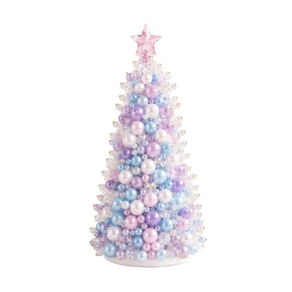 Diy Beaded Christmas Tree Kit with Assorted Pearl and Acrylic Beads, 1 Set, Purple and Blue Gradient, for Holiday Table Centerpiece, Handmade Decoration