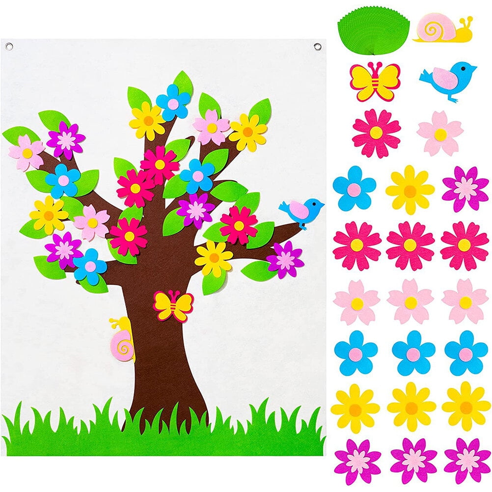 Diy Board, Nursery Room Mural Felt Flowers For Crafts Learning Storytelling Flannel Board Wall Story Board Kids Wall Art Felt Decor The Flowers Applique Preschool