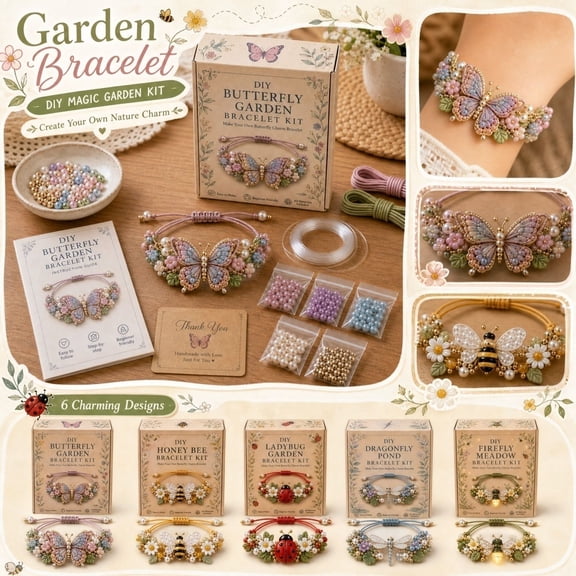 Diy Bracelet Making Kit, Princess Jewelry, Birthday Gift for Girlfriend, Gift for Women Birthday Unique, Adjustable Ladybug Flower Bead Craft Set for Girls Teens and Adults for