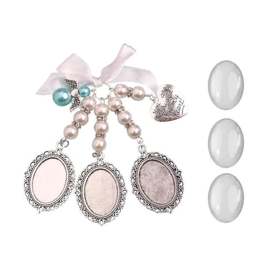 Diy Brooch Wedding Charms Three Lace Frame Oval Glass Cabochon Photo Frame