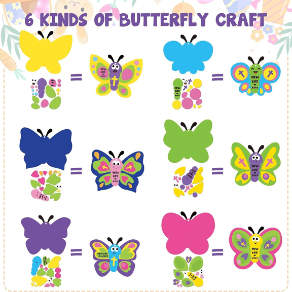 Laffact Diy Paper Butterfly Craft Kit for Party Handmade Activity,24 Count