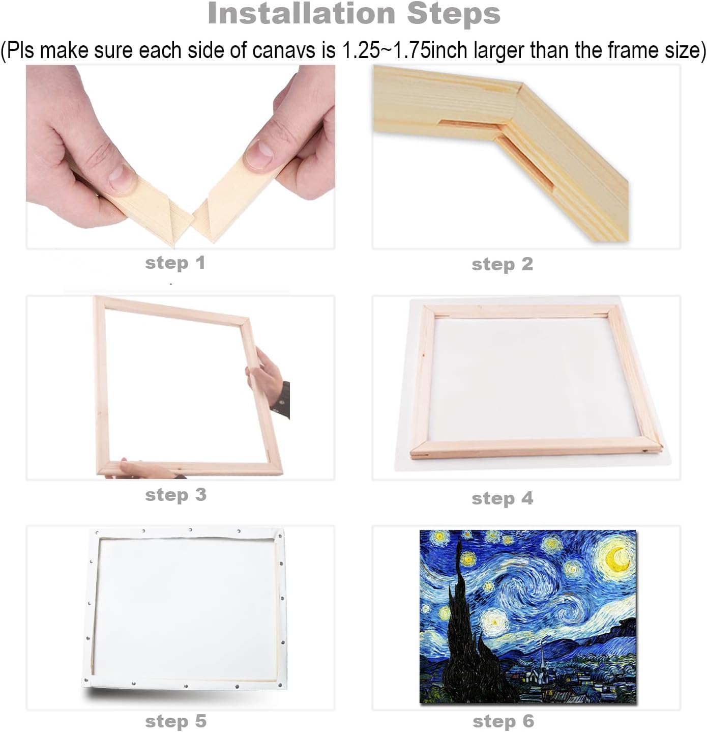 Canvas Stretcher Bars 30” (2 Pack) - Pine Wood, 1-5/8” Wide, 3/4” Deep, For DIY Canvas Frames