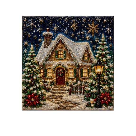 Diy Christmas Diamond Art Kit with Hanging Display and Complete Supplies for Adults 7.8x7.8 Inch Creative Hobby and Festive Home Decoration Activity with Unique Paint and Beautiful Frame Supplies