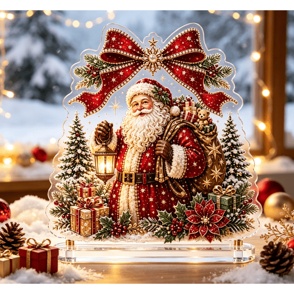 Diy Christmas Diamond Painting Kit, Christmas Decorations,Pearl Bead Painting With Display Frame, Easy 5D Gem Mosaic Art, Ideal Xmas Home Wall Decoration For New Crafters (Santa)