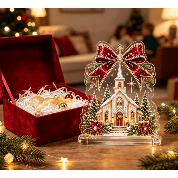 Diy Christmas Diamond Painting Kit, Christmas Decorations,Snowman Pearl Bead Painting With Display Frame, Easy 5D Gem Mosaic Art, Ideal Xmas Home Wall Decoration For New Crafters (Christmas Chapel)