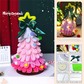 Diy Christmas Tree Craft Kit with Pipe Cleaners, Holiday Decorations Making Set for Tabletop Display and Gift Giving