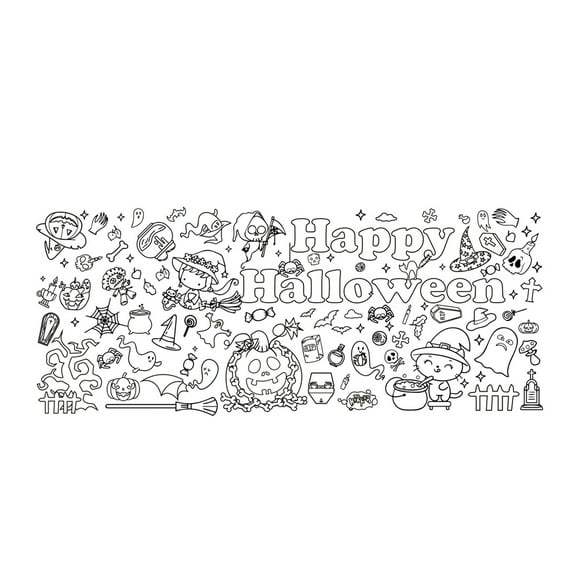 Diy Coloring Tablecloth For Kids Interactive Activity With Cute Pumpkin Castle Designs, Waterproof Paper Material, 76*183Cm Decoration For Parties
