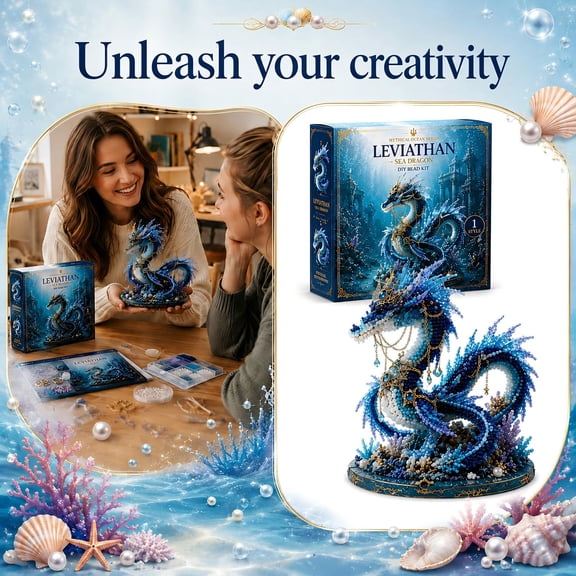 Diy Craft Bead Kit, Dragon Decor 3D Figurine Craft Kit, Ocean Decor Mythical Fantasy Home Decor, Complete Jewelry Making Supplies Set, All-Inclusive Beginner Friendly Diy Bead