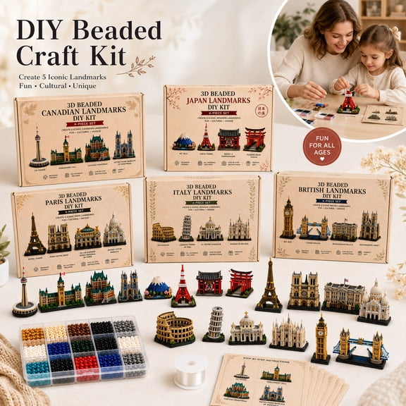 Diy Crafts for Adults 3D Beaded Canadian Landmark Adult Craft Kit 7 X 6 Inch Bead Art for Adults Complete Bead Making Kit for Home Display Desktop Decor 1 Pack