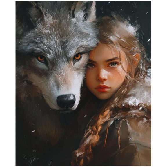 Diy Cross Stitch Counted Kits Stamped Kit Cross-Stitching Pattern For Home Decor Wolves And Girls 11Ct Fabric Embroidery Crafts Needlepoint Kit Adult Craft Kits