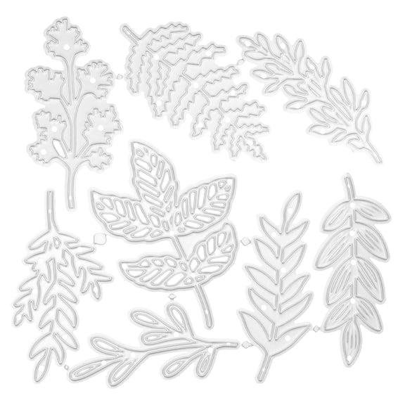 ibasenice Plated Silver Metal Leaf Cutting Dies for DIY Paper Crafting Card Making Embossing with Durable Carbon Steel