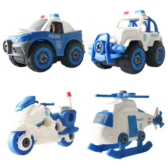 Diy Detachable Police Car Motorcycle Helicopter Toy Kids Take Apart Model Assembly Fun