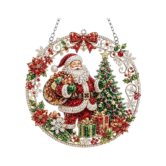 Diy Diamond Painting Suncatcher Christmas Pearl Diamond Art Hanging Pendant Craft 2D Mixed Sized Pearl Beads Pearl Art Kits For Adults Christmas Diamond Art,Anta Claus