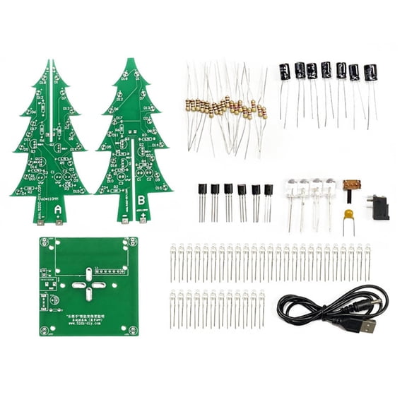 Diy Electronic Christmas Tree Kit Led Flashing Kit Bent Leaf Christmas Tree Kit