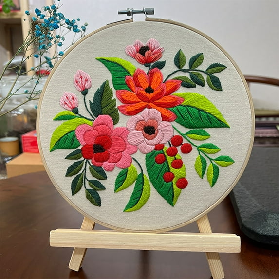 Diy Embroidery Kit Floral Patterns Embroidery Needlework Set Cross Stitch Kits For Beginners Craft Lover