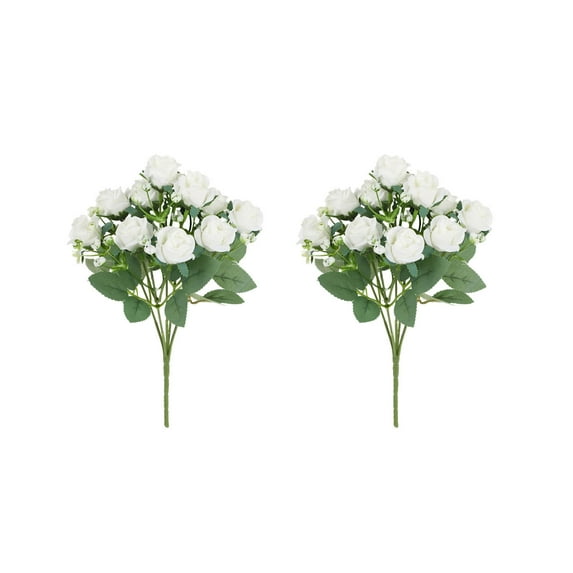 Diy Events Party Decoration Artificial Roses Flower Bouquet with Faux Baby's Breath Fake Velvet Rose Flowers Small Faux Floral Arrangements for Wedding Table Centerpieces Kitchen Home Decorations