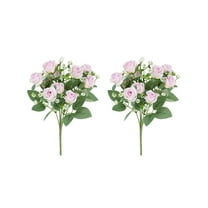 Diy Events Party Decoration Artificial Roses Flower Bouquet with Faux Baby's Breath Fake Velvet Rose Flowers Small Faux Floral Arrangements for Wedding Table Centerpieces Kitchen Home Decorations