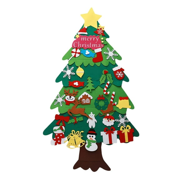 Diy Felt Christmas Tree Kit For Kids, Reusable 32 Pcs Ornaments, Creative Holiday Activity Set For Family Bonding, Wall Hanging Decor For Bedroom Door, Christmas Gift Christmas Decorations