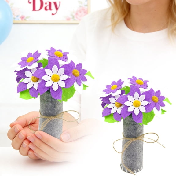 Diy Felt Flower Kit Verdsylv Diy Flower Bouquet Cutting Kit - 8.27X4.92" Felt Fabric Flower Making Set - Homemade Simulation Arrangement for Mother'S Day - Creative Craft Project, Craft Bouquet Set