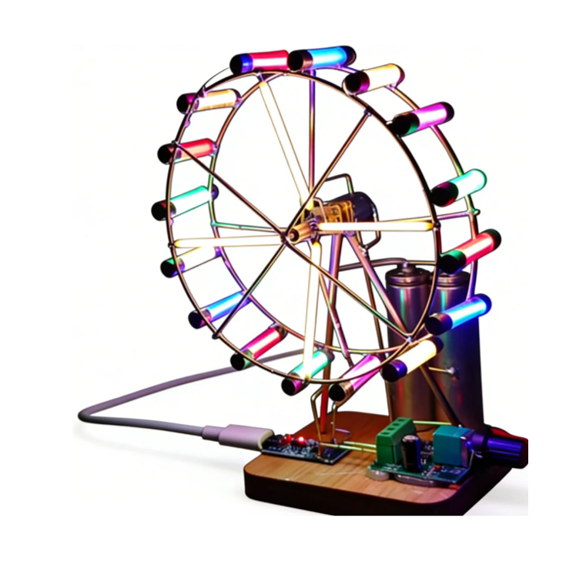 Diy Ferris Wheel Night Light, Build Your Own Rotating Led Model Kit, Stem Project, Led Ferris Wheel With Battery Life