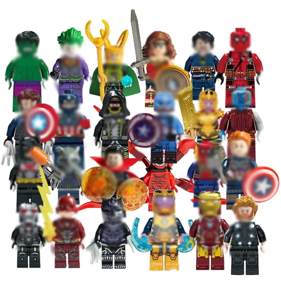 Diy Hero Minifigures Building Bricks 24 Pcs Kit, 1.77 Inches Action Figures Model, Surprise Present for Kids Fan Collectors