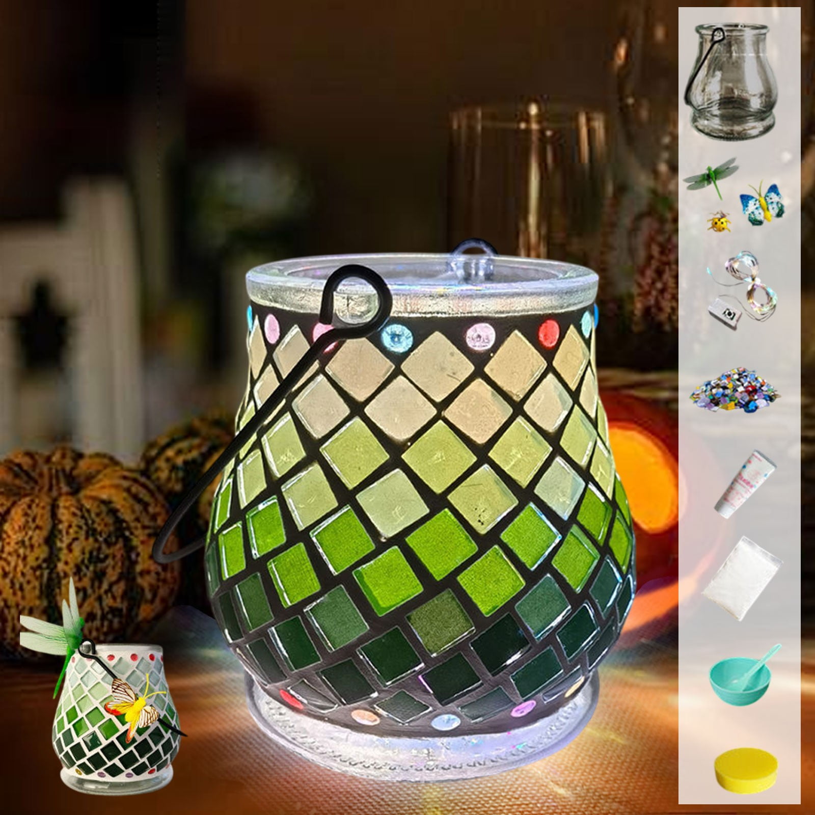 Diy Kits for Adults,DIY Mosaic Night Light Kit, Make Your Own Mosaic Night Light Kit, DIY Stained Glass Set, Crafts Kit for Teens Adults, Nightlight DIY Gift(K 4in)