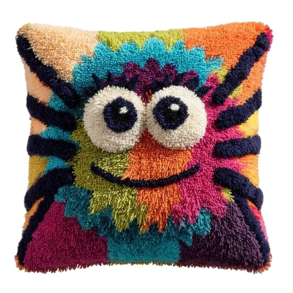Diy Latch Hook Cushion Kits For Adults Ladybug Latch Hook Rug Cross-Stitch Embroidery Cushion Cover For Home Sofa Decoration 17X17 In