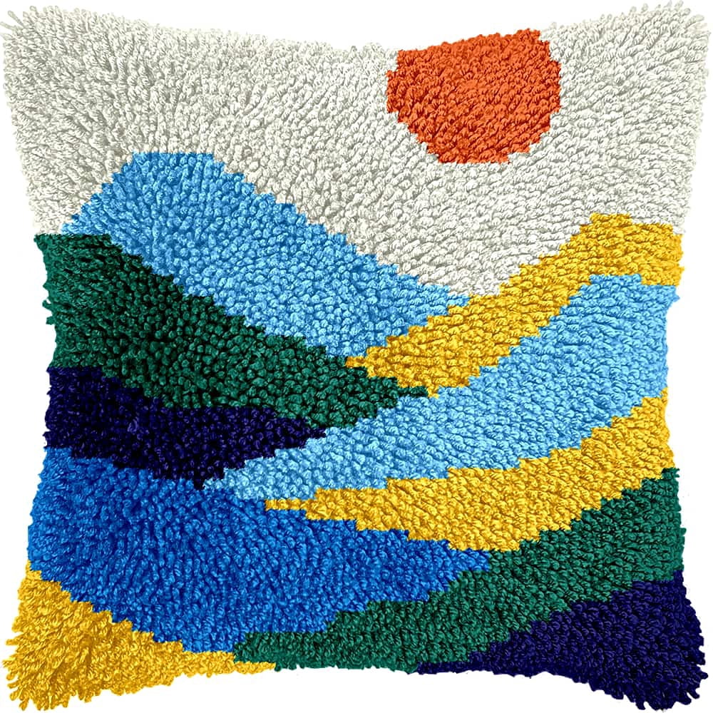 Diy Latch Hook Kits For Adults Cartoon Cross Stitch Sofa Cushion Cover With Latch Hook Tool Fit For Kids And Adults 17X17In