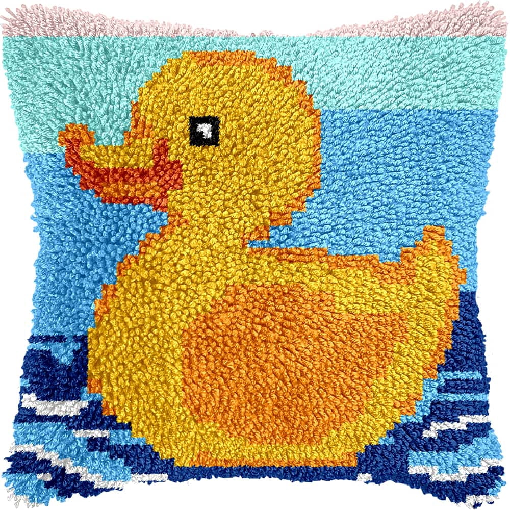 Diy Latch Hook Kits For Adults Duck Cross Stitch Sofa Cushion Cover With Latch Hook Tool Fit For Kids And Adults 17X17In