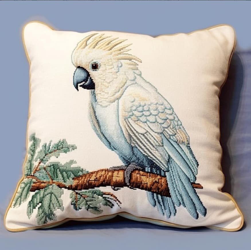 Diy Latch Hook Kits For Adults Parrot Cross Stitch Sofa Cushion Cover With Latch Hook Tool Fit For Kids And Adults 17X17In