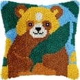 thumbnail image 1 of Diy Latch Hook Pillow Kitsbear Holding A Leaf 17X17Inch Patterns Pre-Printed Canvas Pillow Making Set, Beginner Cushion Cover Latch Hook Kit, Creative Craft For Family Fun Home Decor, 1 of 7