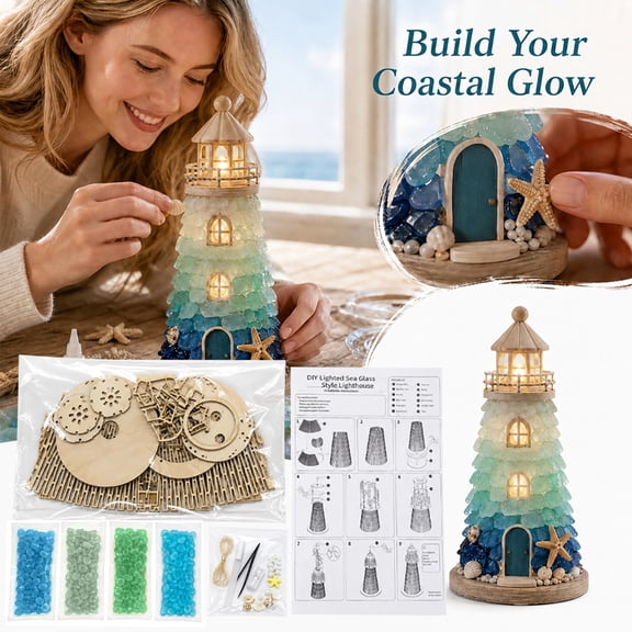 Diy Lighted Lighthouse Kit Miniature Lighthouse Craft Kit Ocean Lighthouse Building Model for Home Tabletop Display
