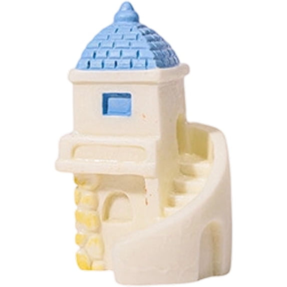 Diy Miniature Blue White Resin House C (Miniature Blue White House, Fairy Garden House), Diy Resin House Figurines Miniature Scene Decor Dollhouse Accessories Resin Dollhouse for Terrarium Fish Tank